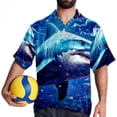 thumbnail image 4 of Starry Shark Men's Short Sleeve Casual Printed Button Down Beach Shirt - Summer Hawaiian Top, 4 of 6