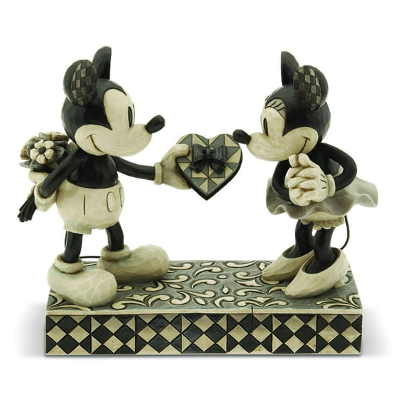 Disney Traditions by Jim Shore Black & White Mickey & Minnie Mouse Stone Resin Figurine, 6‚Äù