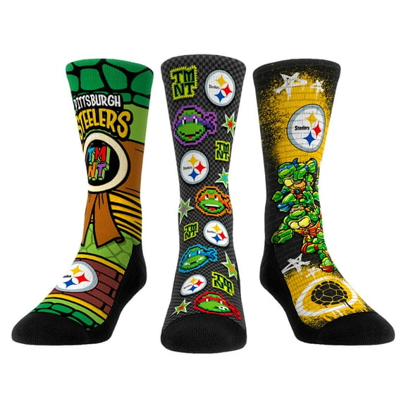 Unisex Rock Em Socks Gold Pittsburgh Steelers TMNT Three-Pack Crew Sock Set