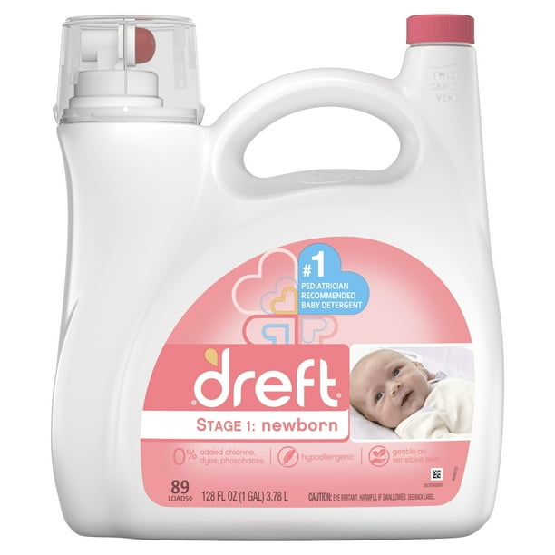 Dreft Stage 1 Newborn Baby Liquid Laundry Detergent, 89 loads 128 fl