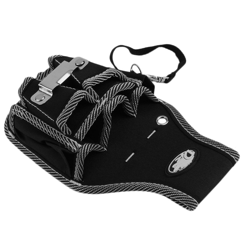 Electrician Tool Bag Black 9 in 1 Electrician Waist Pocket Tool Belt Pouch Bag Screwdriver Utility Kit Holder 26 x 14 x 6.5cm