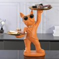 thumbnail image 2 of Estatua de perro Baoblaze organizador de escritorio naranja llavero de estatua de resina, 2 of 6