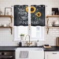 thumbnail image 2 of 2 Panels Kitchen Tier Curtains 39 Inch Length, Sunflowers Grommets Window Treatment Curtain, Classic Bee You Are My Sunshine Black Thermal Curtains Drapes for Living Room/Bathroom, 2 of 9