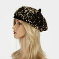 thumbnail image 4 of Bling Beret Hats for Women Sequin Paris Artist Cap Fashionable Ladies Sparkle Shining French Style Beanie Beret, 4 of 5