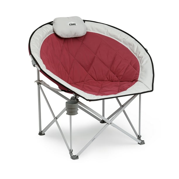 Core Equipment Oversized Padded Round Moon Outdoor Camping Folding Chair, Wine - Walmart.com 