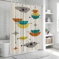 thumbnail image 6 of Boho Teal Yellow Orange Grey Shower Curtain, Waterproof Shower Curtains for Bathroom, Middle Century Geometric Washable Fabric Bathtub Curtain Set Bath Decor with 12 Hooks Long 72"x84", 6 of 8