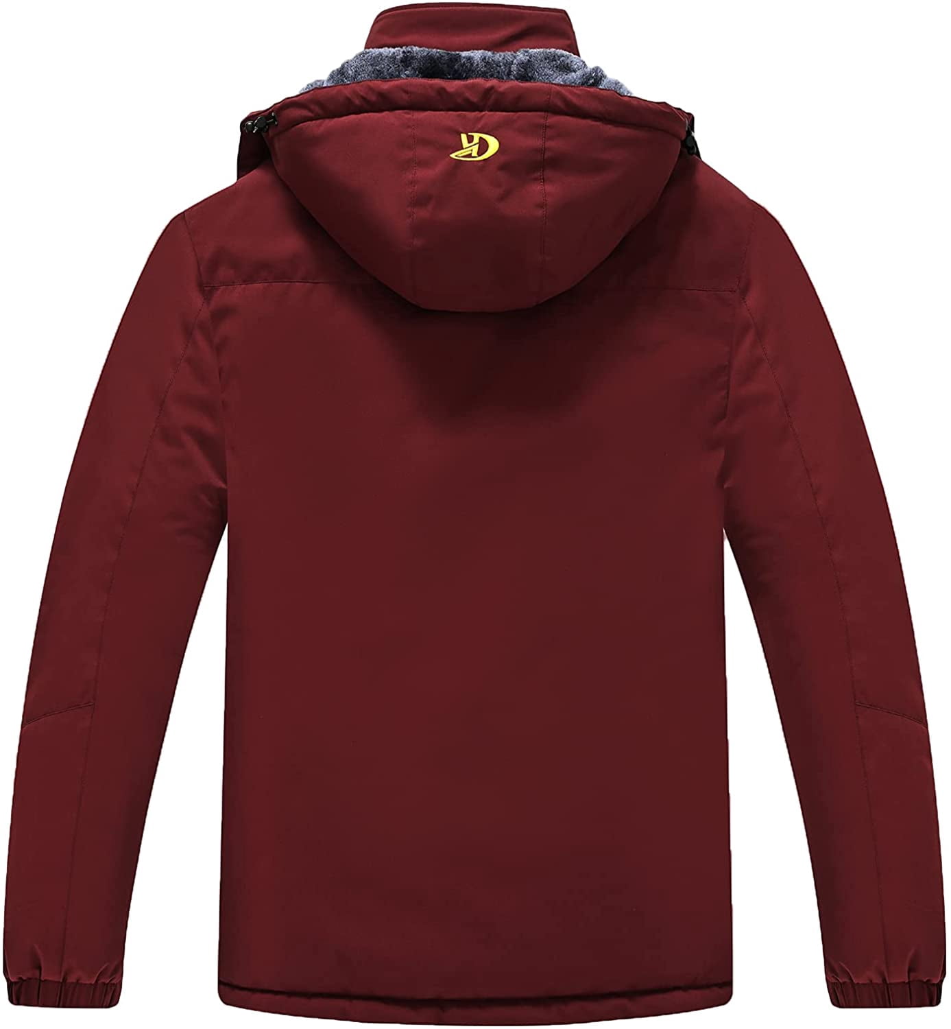 Tyhengta Men's Waterproof Ski Jacket Warm Winter Snow Coat Mountain Windbreaker Hooded Raincoat Burgundy XXL
