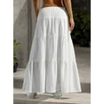 thumbnail image 5 of Women High Waist Layered Ruffle Cake Long Skirt, A-Line Swing Tie Design, Elegant Fairy Draping Bottom, 5 of 8