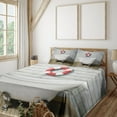 thumbnail image 2 of Ambesonne Floral Fitted & Top Sheet Set with Shams, Grunge Wall Sailor Bath, White Red Grey, 2 of 5