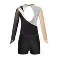 thumbnail image 6 of CHICTRY Kids Girls Gymnastics Suit Mesh Long Sleeves Metallic Leotard Open Back Unitard with Shorts Dance Set Silver&Black 12, 6 of 7