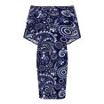 thumbnail image 4 of Paisley Pattern Blue Women's Off The Shoulder Ruffles Summer Wedding Guest Loose Casual Party Beach Dress, 4 of 9