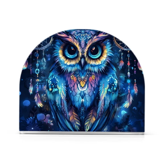Yayeee Napkin Holder for Table Kitchen Paper Tissue Organization, Blue Owl Pattern