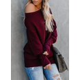 thumbnail image 3 of Women's Long Sleeve Oversized Off Shoulder Solid Color Knit Pullover Sweater Tops, 3 of 6