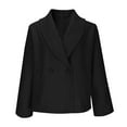thumbnail image 6 of RYRJJ Womens Cropped Pea Coats Oversized Wool Short Jackets Dressy Casual Lapel Double Breasted Fall Winter Outerwear with Pockets(Black,S), 6 of 8