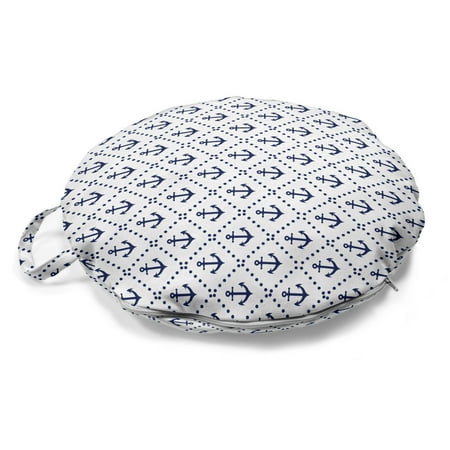 

Nautical Round Floor Cushion with Handle Anchors Pattern of Diamond Shaped Dots Marine Navy Sailing Illustration Pillow for Living Room & Dorms 18 Round Night Blue and White by Ambesonne