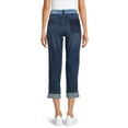 thumbnail image 3 of Time and Tru Women's Cuffed Patchwork Jeans, 3 of 5
