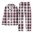 thumbnail image 4 of Wang6 Women's Plus Size Pajamas Sets 2 Piece Long Sleeve Pjs Sets V Neck Button Shirts Straight Leg Pants Ladies Loose Fit Plaid Sleepwear Lounge Sets X_White XL, 4 of 4