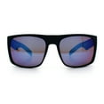 thumbnail image 5 of Mens Color Mirror Soft Matte Flat Top Sport Horn Rim Rectangle Sunglasses Matte Black - Light Blue Mirror, 5 of 8