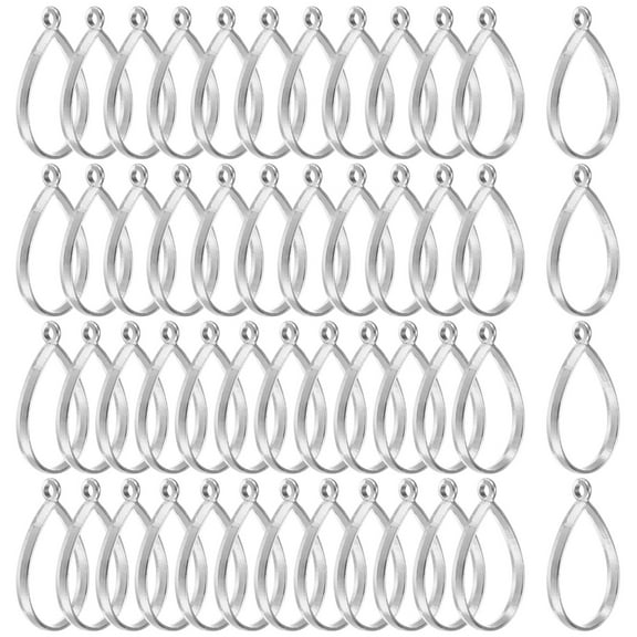 100-Pack Open Bezels for Resin, Teardrop Shape Open Back Bezel Pendants for Resin Jewelry Making/DIY Earrings Necklace, Alloy Hollow Frame Pendants [Silver Tone]