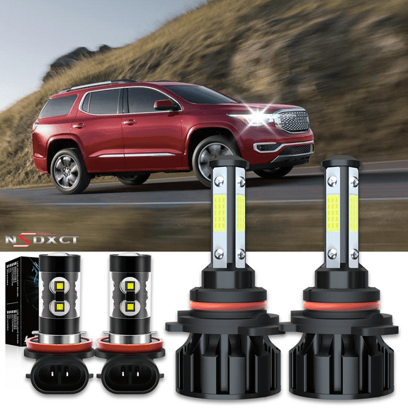 NSDXCT for 2013-2018 GMC Acadia LED Headlight Bulbs 9012 High/Low Beam H11 Fog Light Kit White 4 Pack
