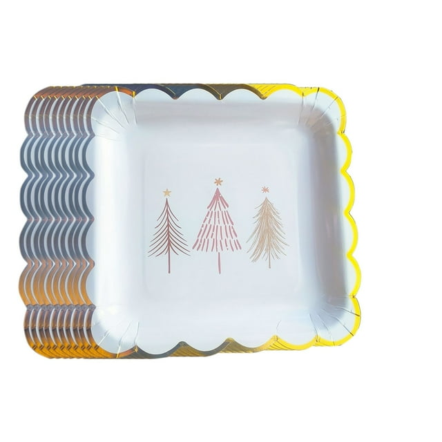 Christmas Disposable Plates Plastic 9 in Round Festive Design 10 Count
