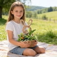 thumbnail image 4 of Woven Easter Bunny Basket, Wicker Bunny Flower Basket Rabbit Shaped Hanging Wall Pockets for Front Door, Easter Hanging Ornament Spring Decor, Easter Gift for Family D, 4 of 5