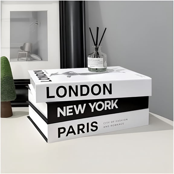 CCOCC Decorative Books for Home Coffee Table Decor with Stylish Bookshelf and Office Living Room Black and White Fake Books for Decoration (Set of 3)