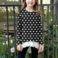 thumbnail image 2 of aohooy Shirts Kids Girls Polka Dot Long Sleeve Crewneck Tunic Lace Trim Hem Trendy Blouses Cute Fall Pullover Loose Soft Tops Black,8-9Years, 2 of 6