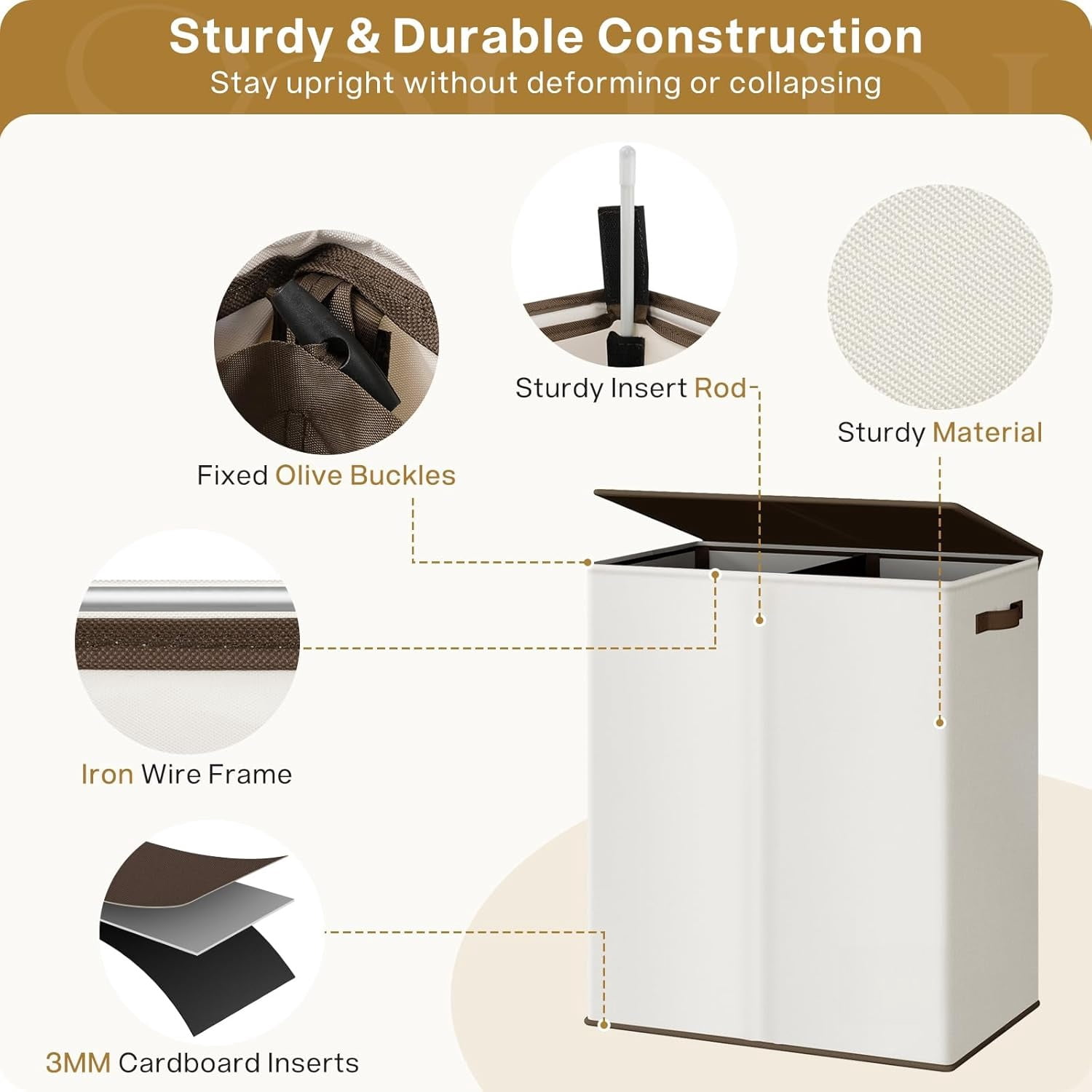 Double Laundry Hamper with Lid, 130L Clothes Hamper 2 Section, Laundry Basket with Removable bag, Bed room decor aesthetic, laundry room organization, Home and dorm room essentials