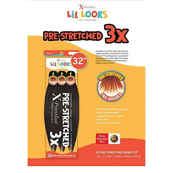 OUTRE XPRESSION LIL LOOKS 3X PRE STRETCHED CALMING BRAID 32" (2[Pack of 4])