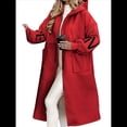 thumbnail image 1 of Chaqueta Cortavientos de Punto con Capucha y Larga para Mujer, de Gran Tamaño, Informal, con Cordón Ajustable en la Cintura y Cremallera. Rojo M, 1 of 7