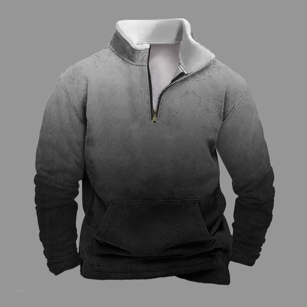 Sudadera sin capucha para hombre, informal, a la moda, con cuello alto, estampado de calaveras, cremallera, jersey de manga larga, blusa de poliéster para hombre