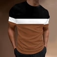 thumbnail image 2 of Sngxgn Mens Shirts,Men's Middle Sleeve Shirts Spring Summer Casual Round Neck Solid Color T Shirt(Coffee,L), 2 of 4