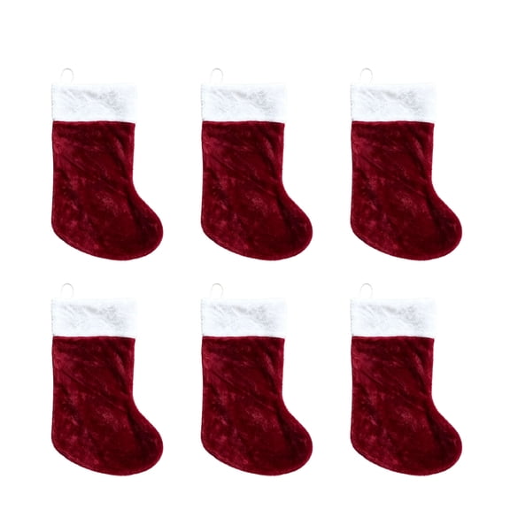 6 Pack Christmas Stockings, 15.75 Inch Velvet Christmas Stocking with White , Xmas Hanging Stocking Decor for Fireplace Home Holiday Party