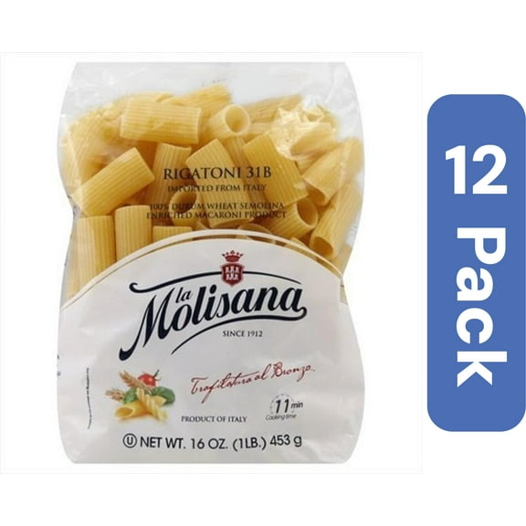 La Molisana Rigatoni Pasta, 16 oz, (Pack of 12)