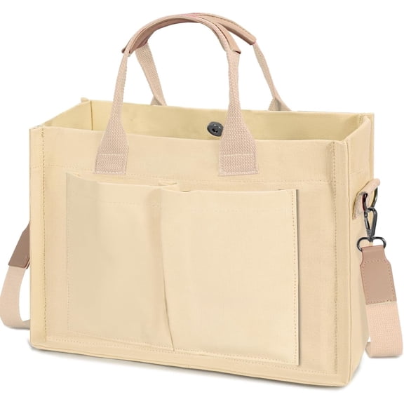 mirlewaiy Tote Bags for Women Canvas Tote Purse Crossbody with Pockets Top Handle Shoulder Satchel Bag for Women-White