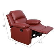 Pon Living Living Room Recliner Chair, Modern Red Leather Reclining Chair