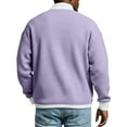 thumbnail image 6 of Nokdvo Mens Quarter Zip Pullover Waffle Long Sleeve Pullovers with Pockets Mock Neck Shirt Textured Thermal Workout Relaxed Fit Fashion Winter Golf Pullover Sweater,Purple 4XL, 6 of 7