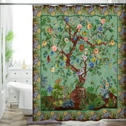 Bohemian Flower Bathroom Curtain Colorful Boho Floral Print Beautiful Bright Polyester Fabric Cloth Shower Curtain for Bathroom Decoration, 72"x72"