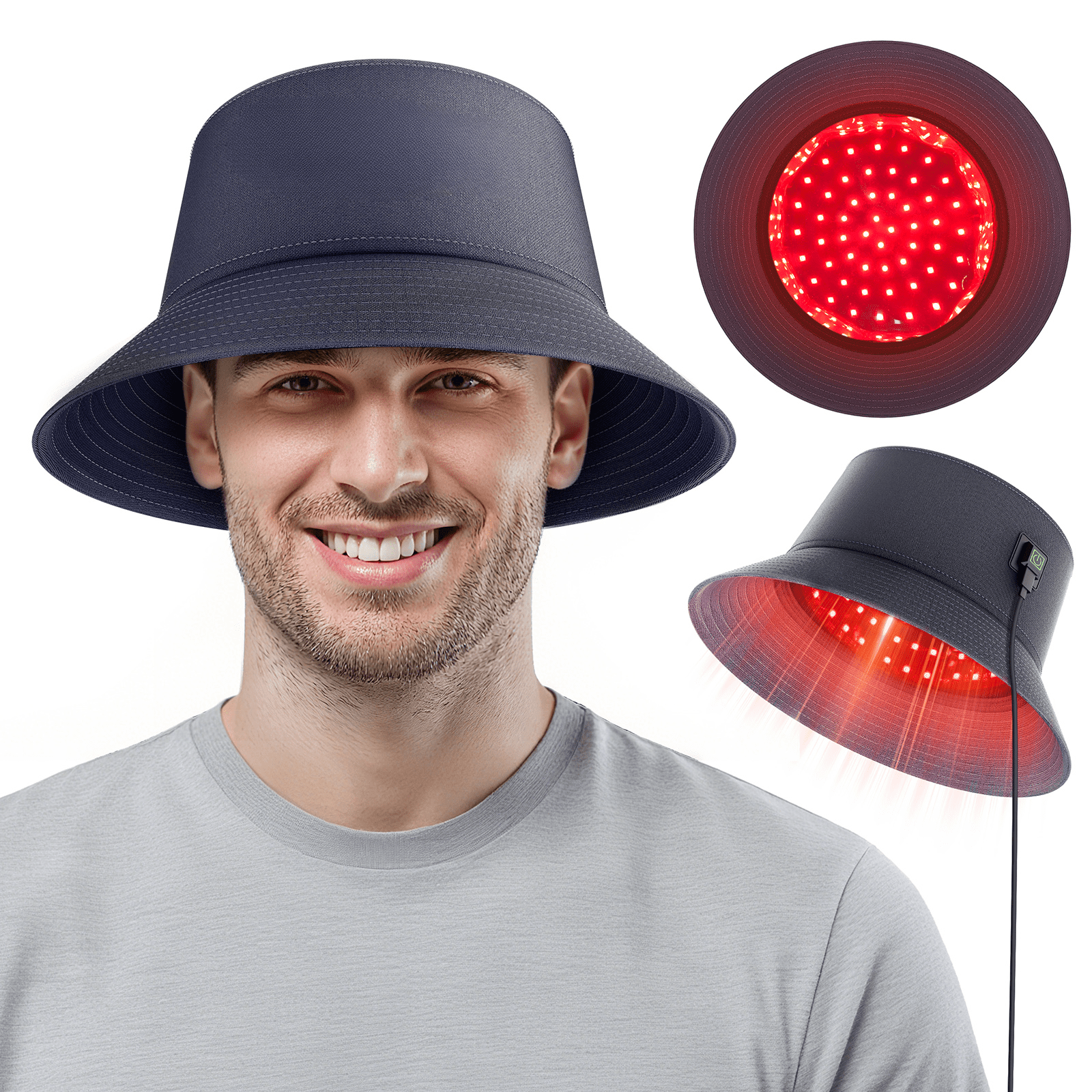 Dr.pedi Red Light Therapy Hair Growth Cap with 336 LEDs 660nm & 850nm, Discreet Fisherman Hat Design Fits up to 24.4", Full Scalp Coverage for Men & Women