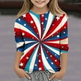 thumbnail image 2 of FamilyThread Kids Striped Shirts Short Sleeve Boy Girls July 4th Patriotic Tee Top Pattern Short Sleeve Round Neck Top T-shirt For Kids, 2 of 5