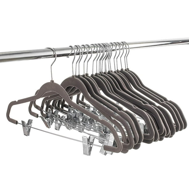 Zober Velvet Pants Hangers with Metal Clips 17 ¾” x 9 ½”, Strong and