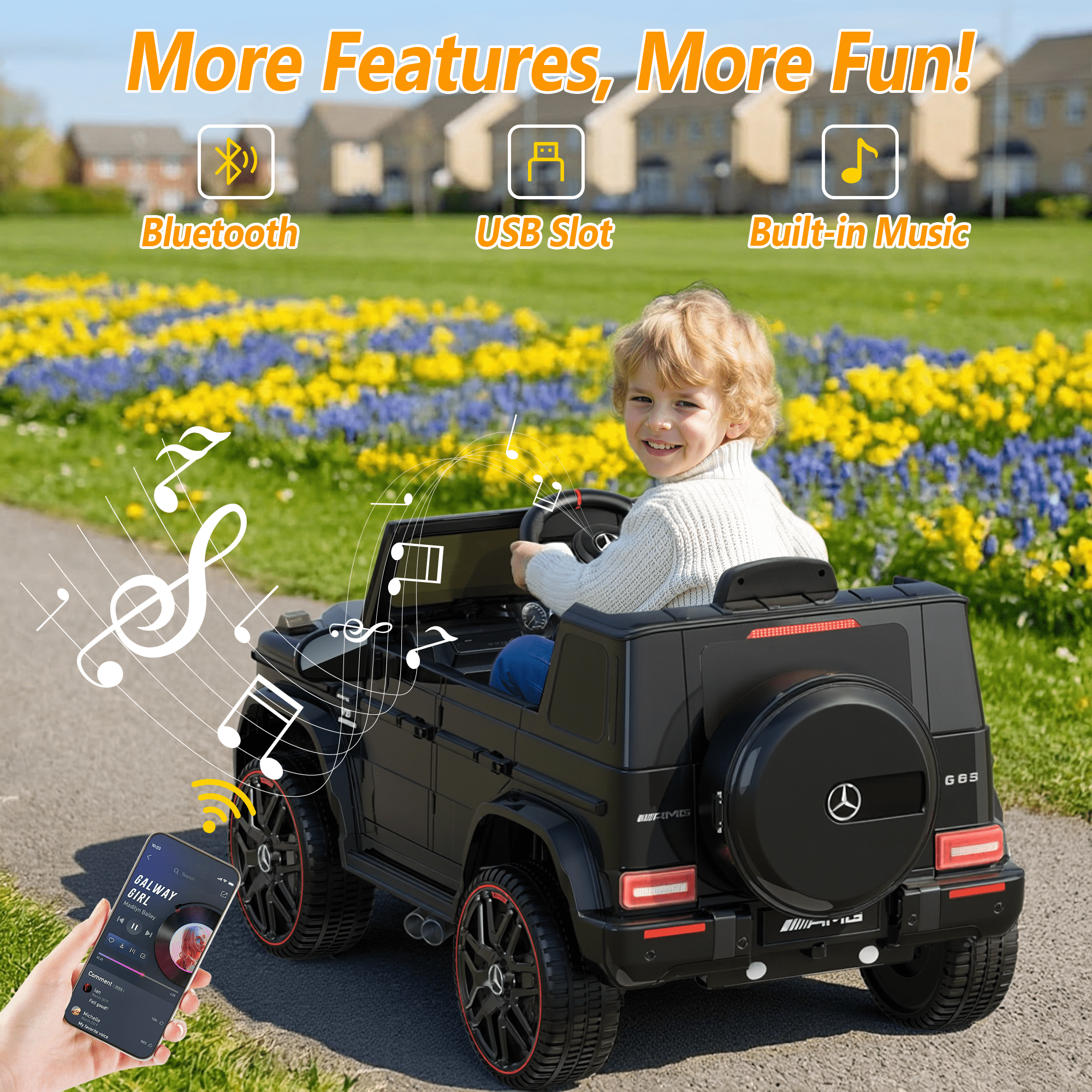 East doll 12V Power Ride on Toys for Toddlers, Kid Electric Car, G63 G Wagon Licensed Mercedes-Benz with Remote Controls, Aged 2-4Y,Black