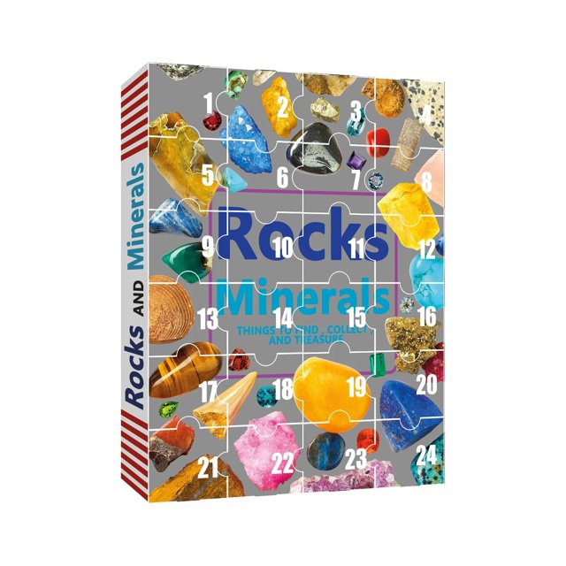 Calendario de Adviento de Navidad, caja de regalo sorpresa de mineral de cuenta regresiva de 24 días, regalo de Navidad para niños, juego de juguetes de colección de piedra de cristal