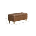 thumbnail image 3 of HomePop Button Tufted Storage Bench, 40"W x 18"D x 18"H, Brown Faux Leather, 3 of 8