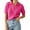 Bright Pink, variant on Short Sleeved Women Solid Color Lapel V Neck Casual Knit Cable Pullver Sweater