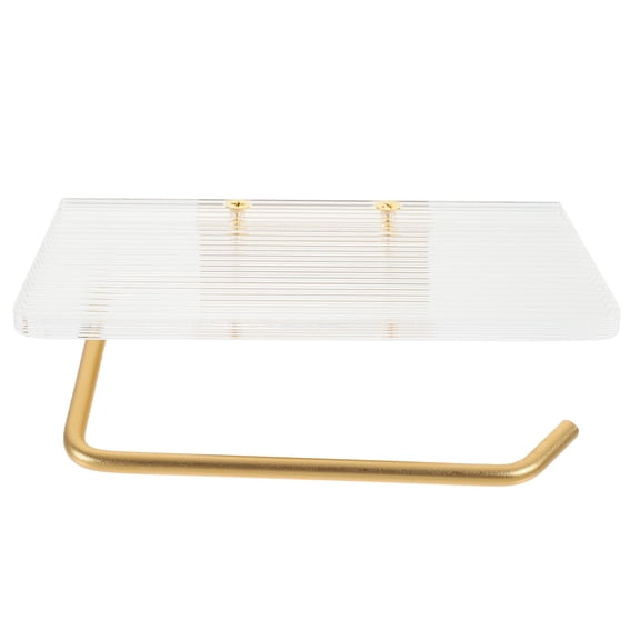 LOLIPPYY No-Punching Golden Toilet Paper Holder with Shelf for Bathroom Storage