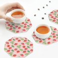 thumbnail image 6 of Bingfone Vintage Strawberry Floral Leather Drinks Coasters with Set of 6,Suitable for Home Kitchen,Coffee Cup Coasters Home Gift, 6 of 7
