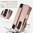 thumbnail image 5 of For Samsung Galaxy Z Fold 6 Wallet Phone Case,with Zipper Pocket,With Wrist Strap,Lanyard,Card Slots,S-Pen Holder,Kickstand,Heavy Duty Shockproof PU Leather Rugged Phone Case,Rosegold, 5 of 7