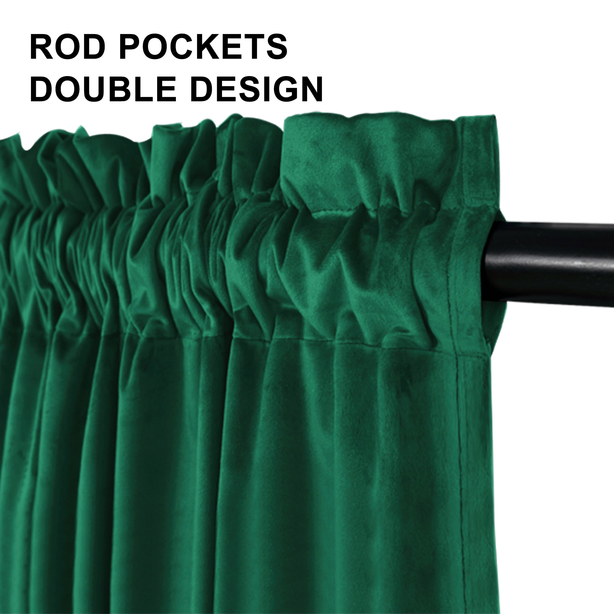 XWZO Green Velvet Curtains 96 inch for Christmas Holiday Decor Set of 2, Rod Pocket Blackout Curtains for Bedroom Living Room with Tiebacks, 52"W x 96"L